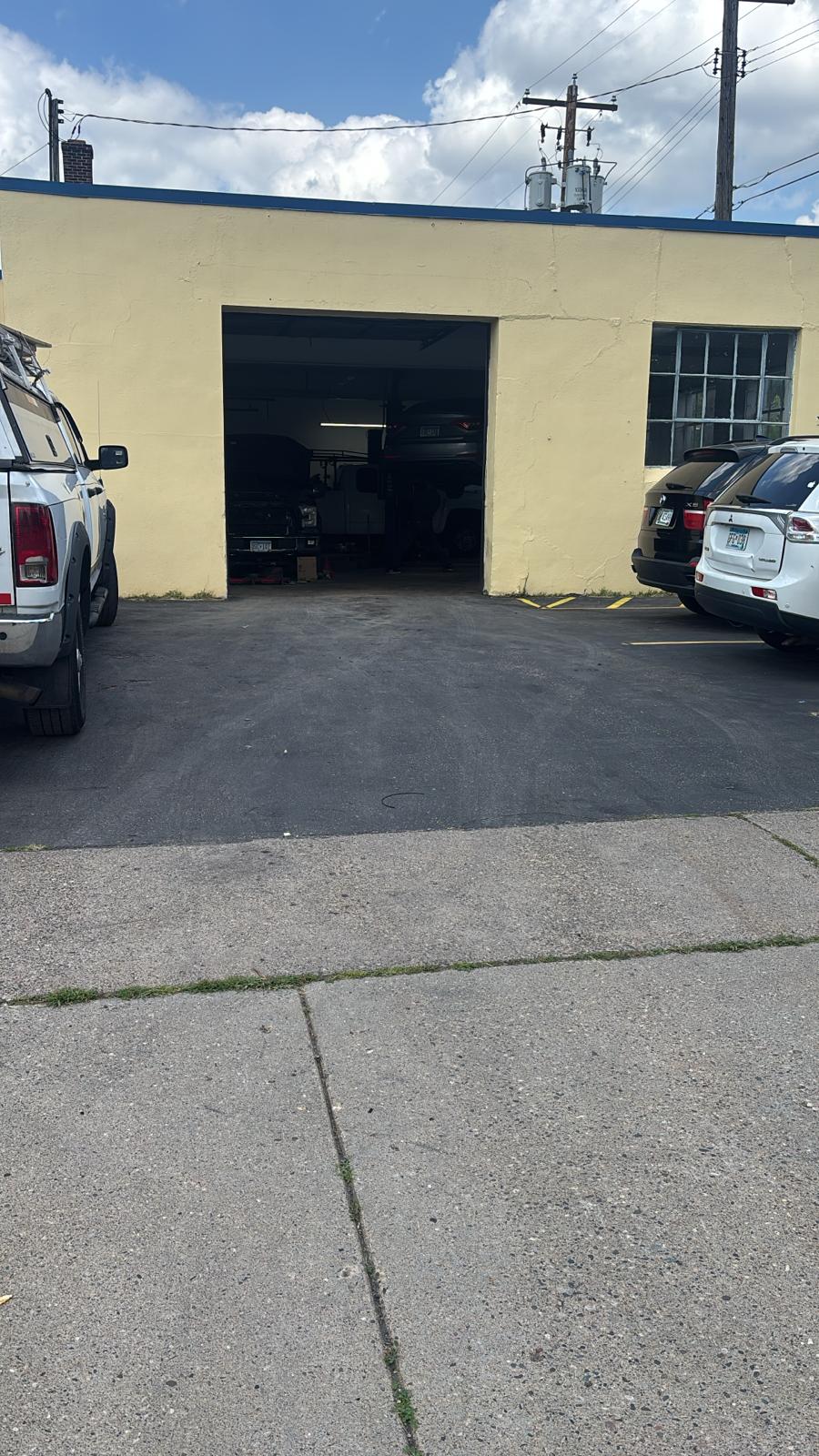 Vehicle on lift for service